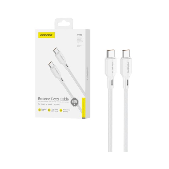 Foneng Cable XS11 Braided Type-C to Type-C 60W 1m White